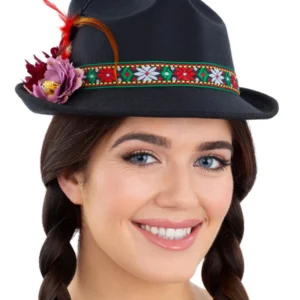 Dirndl Bavarian Trenker Hat With Flowers - Image 2