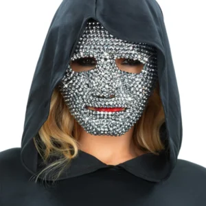 Bling Silver Jewelled Robot Mask
