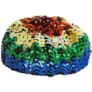 Disco/Hippie Sequin Beret, Rainbow - Image 2