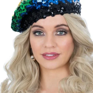 Disco/Hippie Sequin Beret, Rainbow