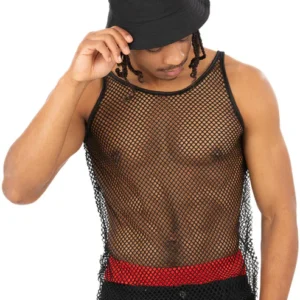 Unisex String Vest, Black