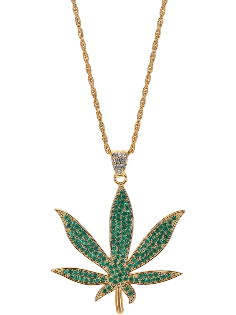 90s Weed Hemp Bling Medallion, Green Glitter Resin - Image 2