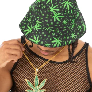 90s Weed Hemp Bling Medallion, Green Glitter Resin
