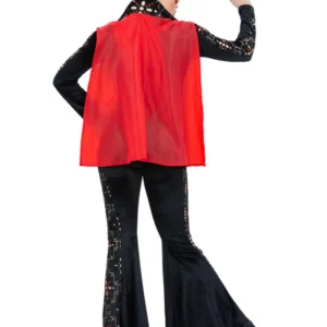 Elvis Black Rhinestone Ladies Fancy Dress Costume - Image 4