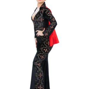 Elvis Black Rhinestone Ladies Fancy Dress Costume - Image 3