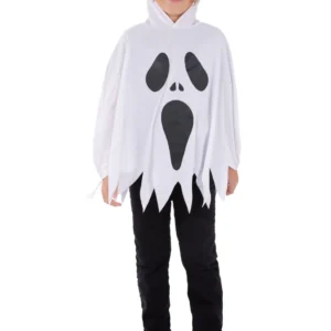Kids Unisex White Ghost Poncho - Image 2