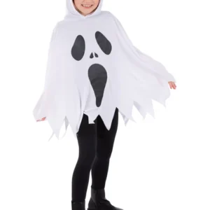 Kids Unisex White Ghost Poncho