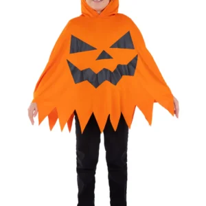 Kids Unisex Orange Pumpkin Poncho