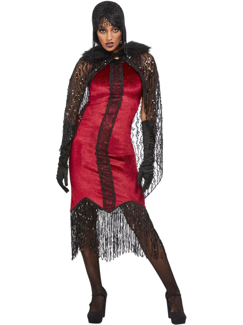 Deluxe Vampire Flapper Ladies Halloween Fancy Dress Costume - Image 2