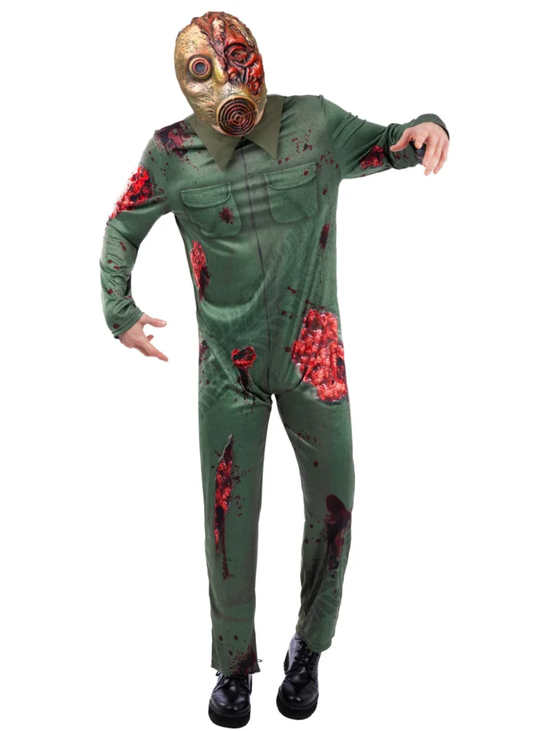 Revenge Killer Gas Mask Zombie Mens Halloween Fancy Dress Costume - Image 2