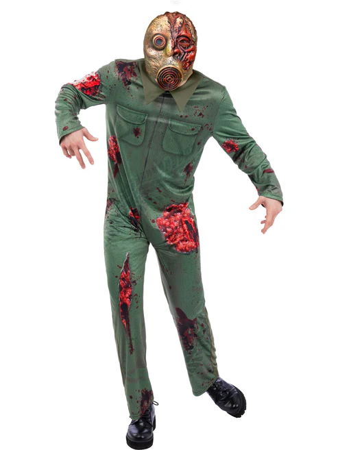 Revenge Killer Gas Mask Zombie Mens Halloween Fancy Dress Costume