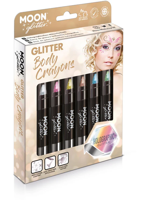 Moon Glitter Holographic Body Crayons, Assorted Boxset