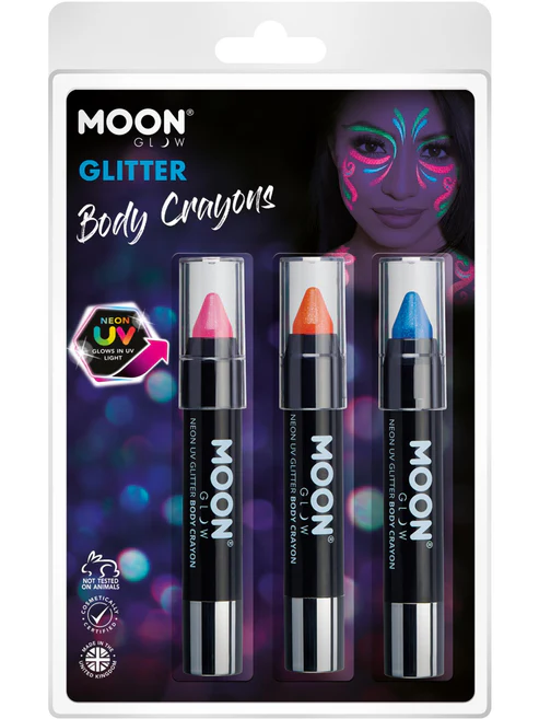 Moon Glow Neon UV Glitter Body Crayons