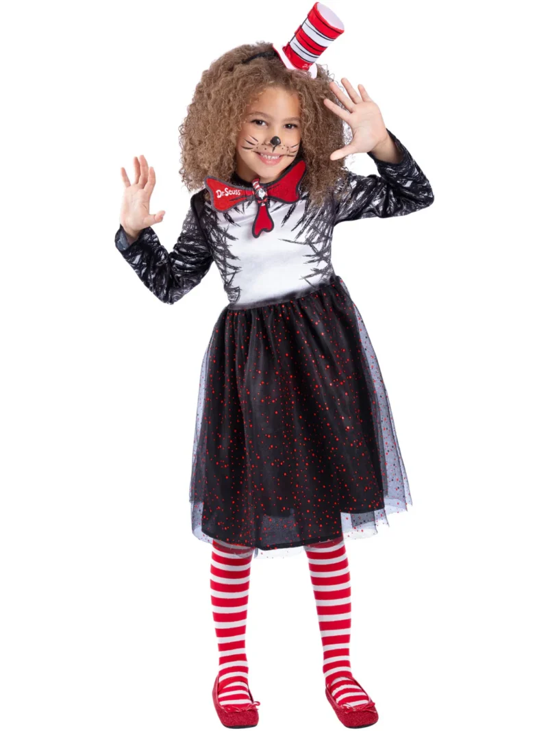 Dr Seus Cat In The Hat Girl Childens Fancy Dress Costume - Image 2