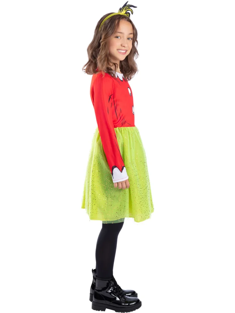 Dr Seuss The Grinch Santa Girl Childrens Christmas Fancy Dress - Image 2