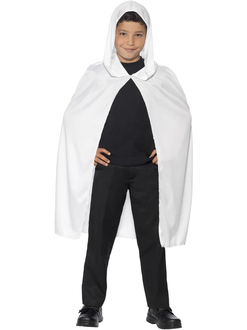 Kids Hooded White Cape