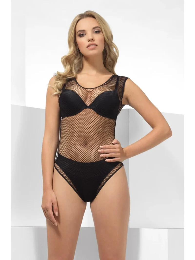 Sleeveless Fishnet High Leg Bodysuit