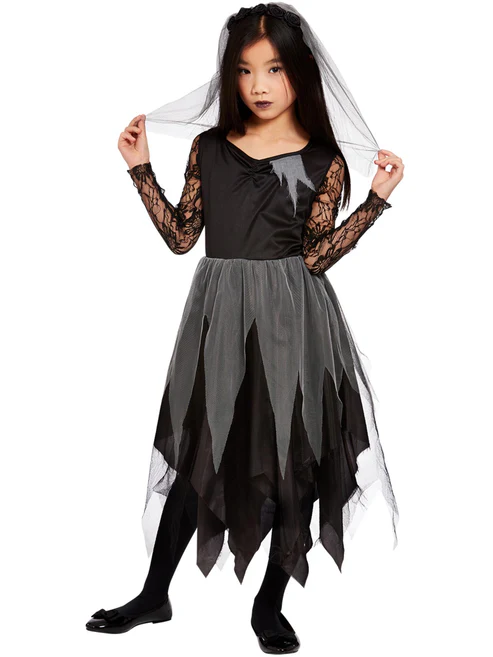 Black Graveyard Bride Children's Halloween Fancy Dress Costume