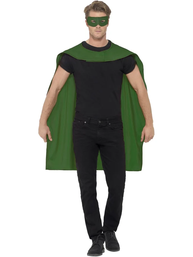 Green Superhero Cape Unisex Fancy Dress Costume