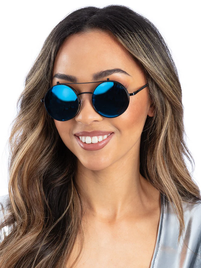Metallic Blue Flip Up Specs