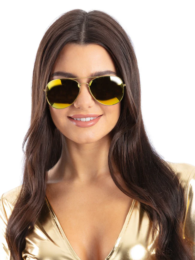 Metallic Gold Mirror Aviator