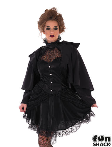 Victorian Black Widow Ladies Halloween Fancy Dress Costume
