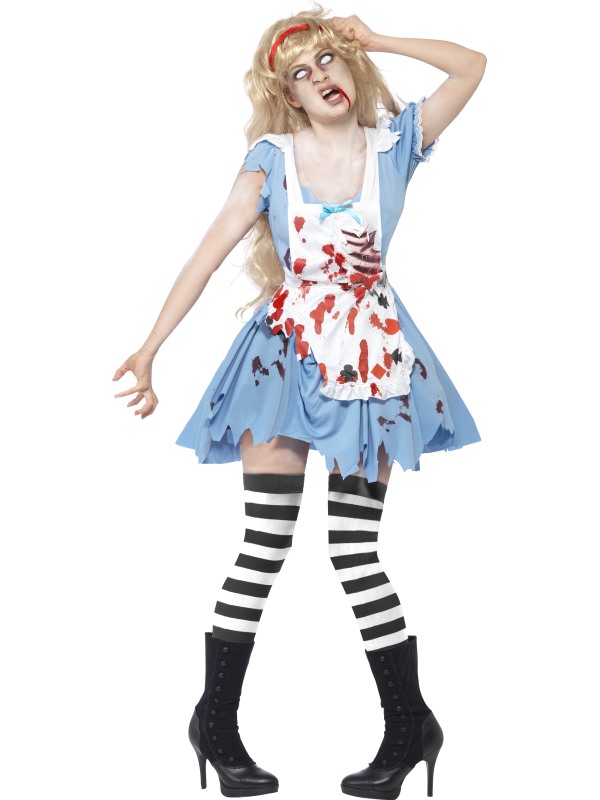 Zombie Alice Malice Ladies Halloween Fancy Dress Costume