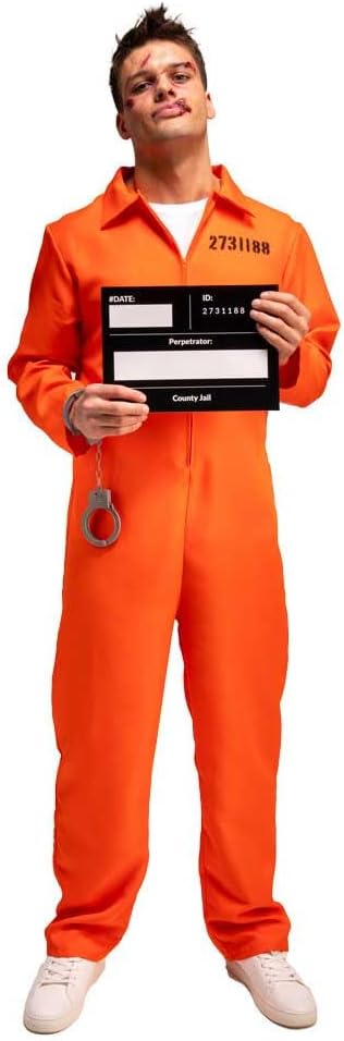 Orange Prisoner Jumpsuit Men's Fancy Dress Costume