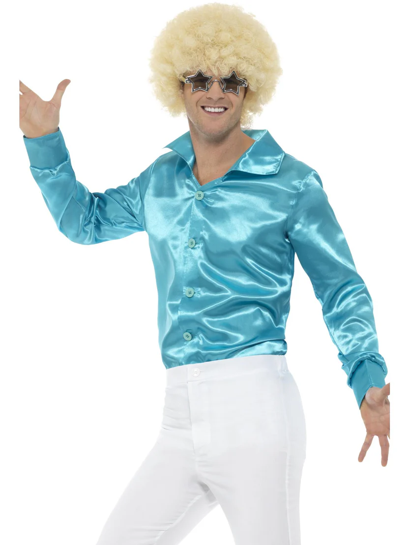 60's Blue Shirt Men's Fancy Dress Costume