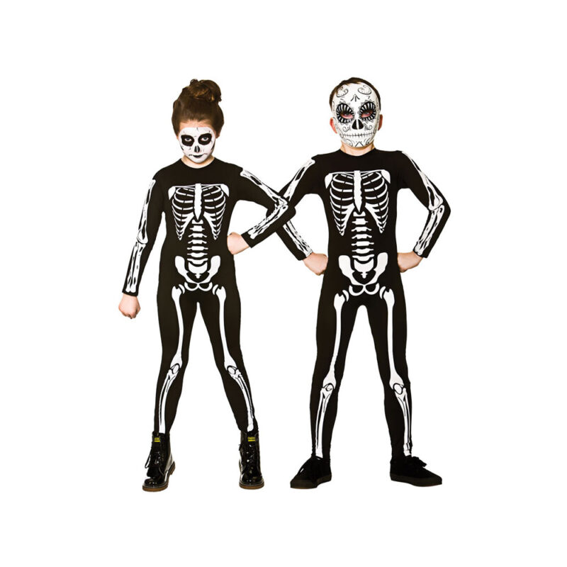 Skeleton Jumpsuit Unisex Childrens Halloween Fancy Dress Costume