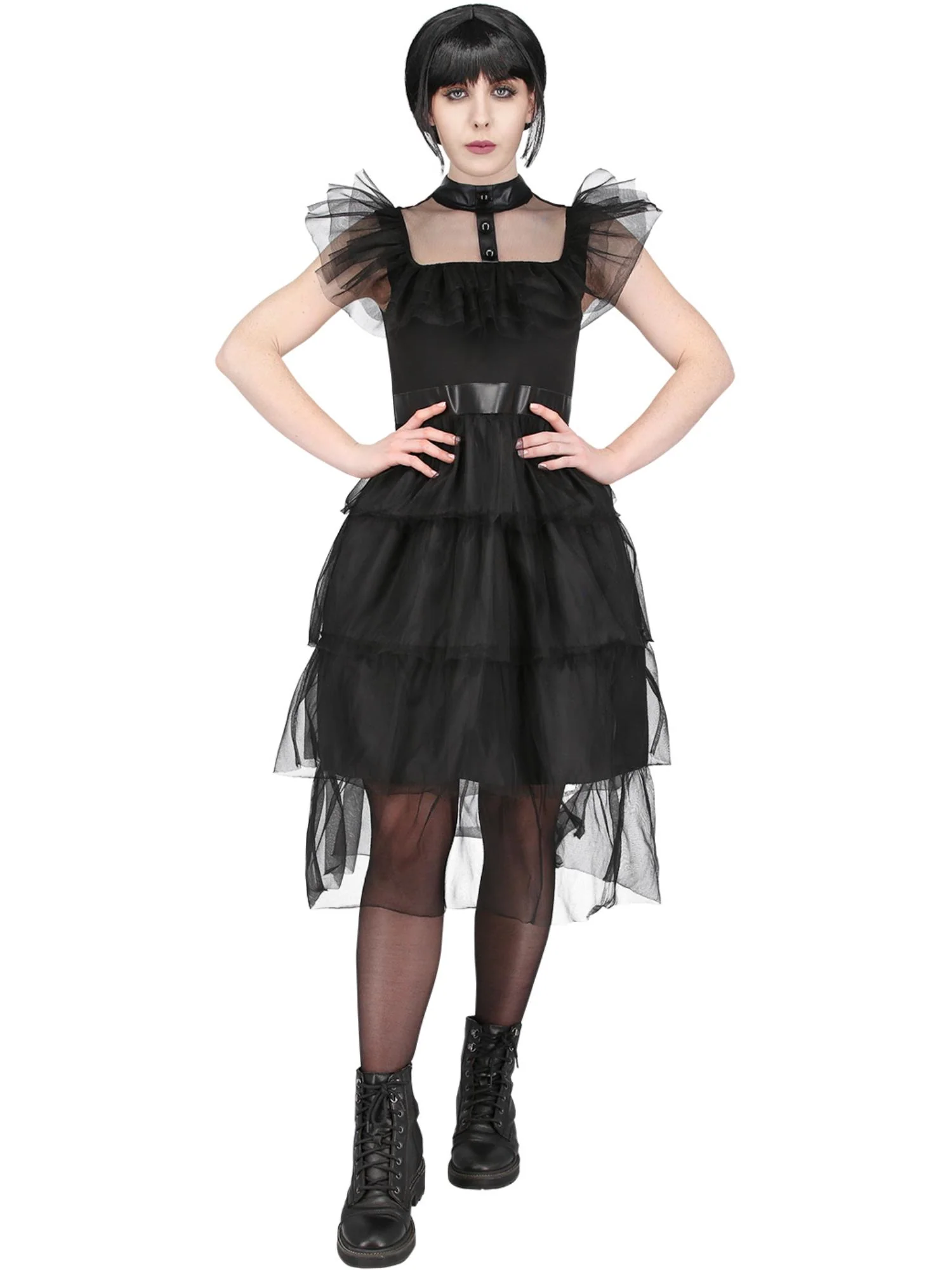 Gothic Prom (Wednesday) Ladies Fancy Dress Costume
