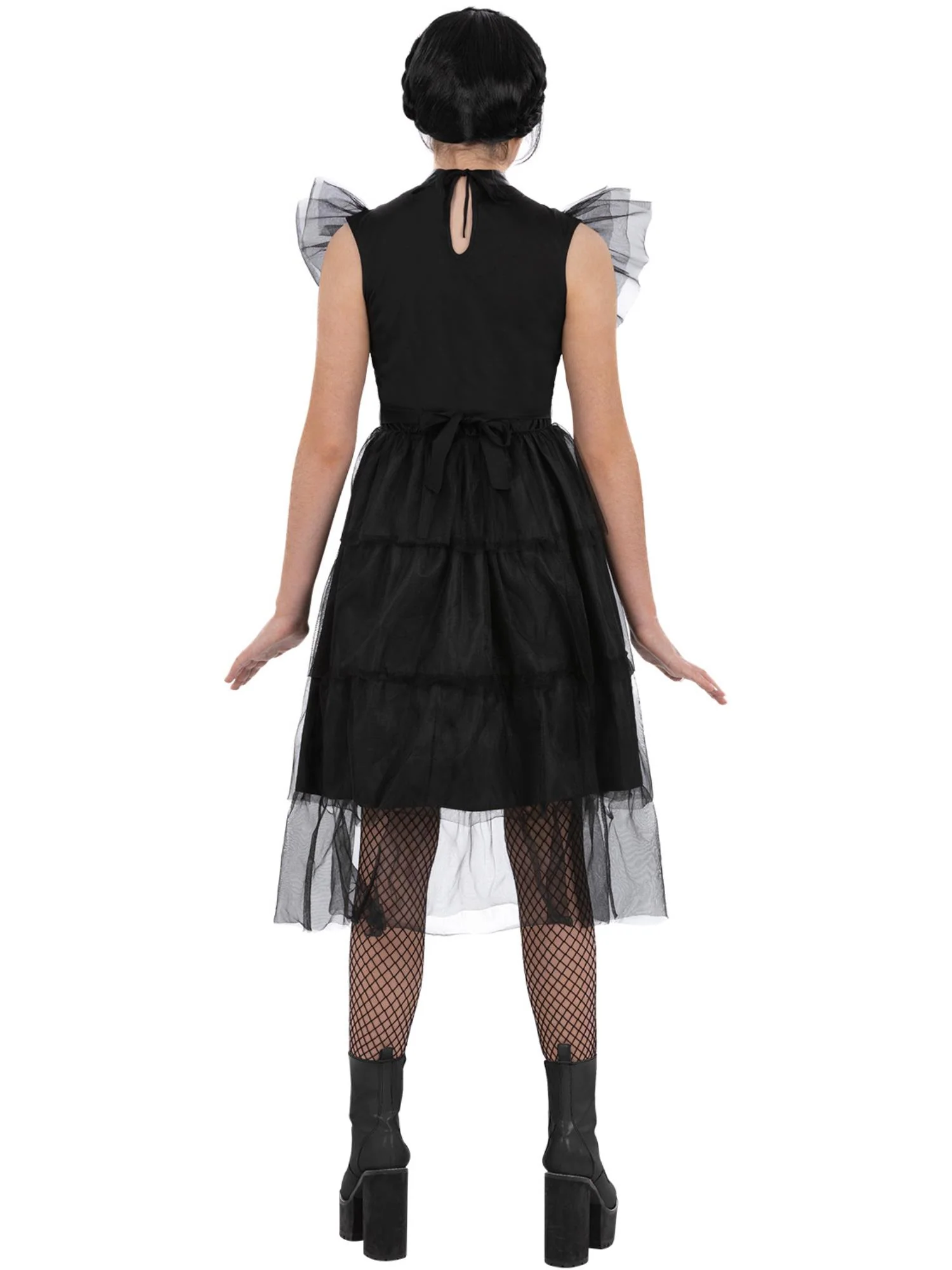 Gothic Prom Girl (Wednesday) Childrens Fancy Dress Costume - Image 2