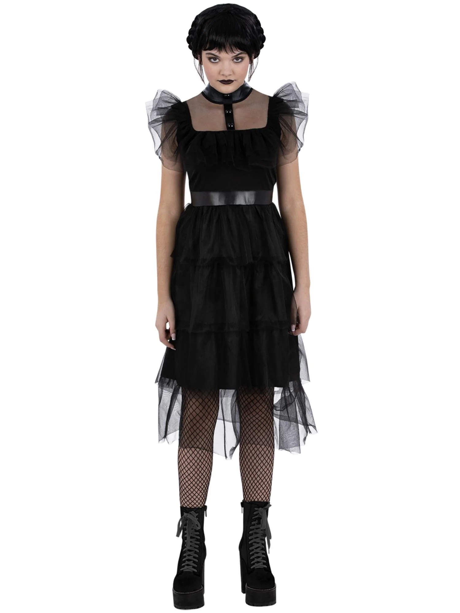 Gothic Prom Girl (Wednesday) Childrens Fancy Dress Costume