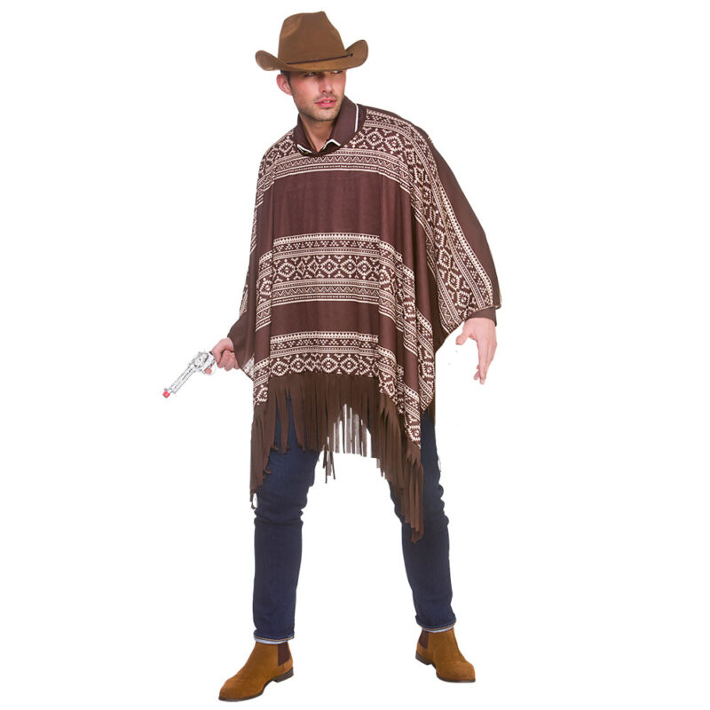 Western Cowboy Poncho Mens Fancy Dress Costume