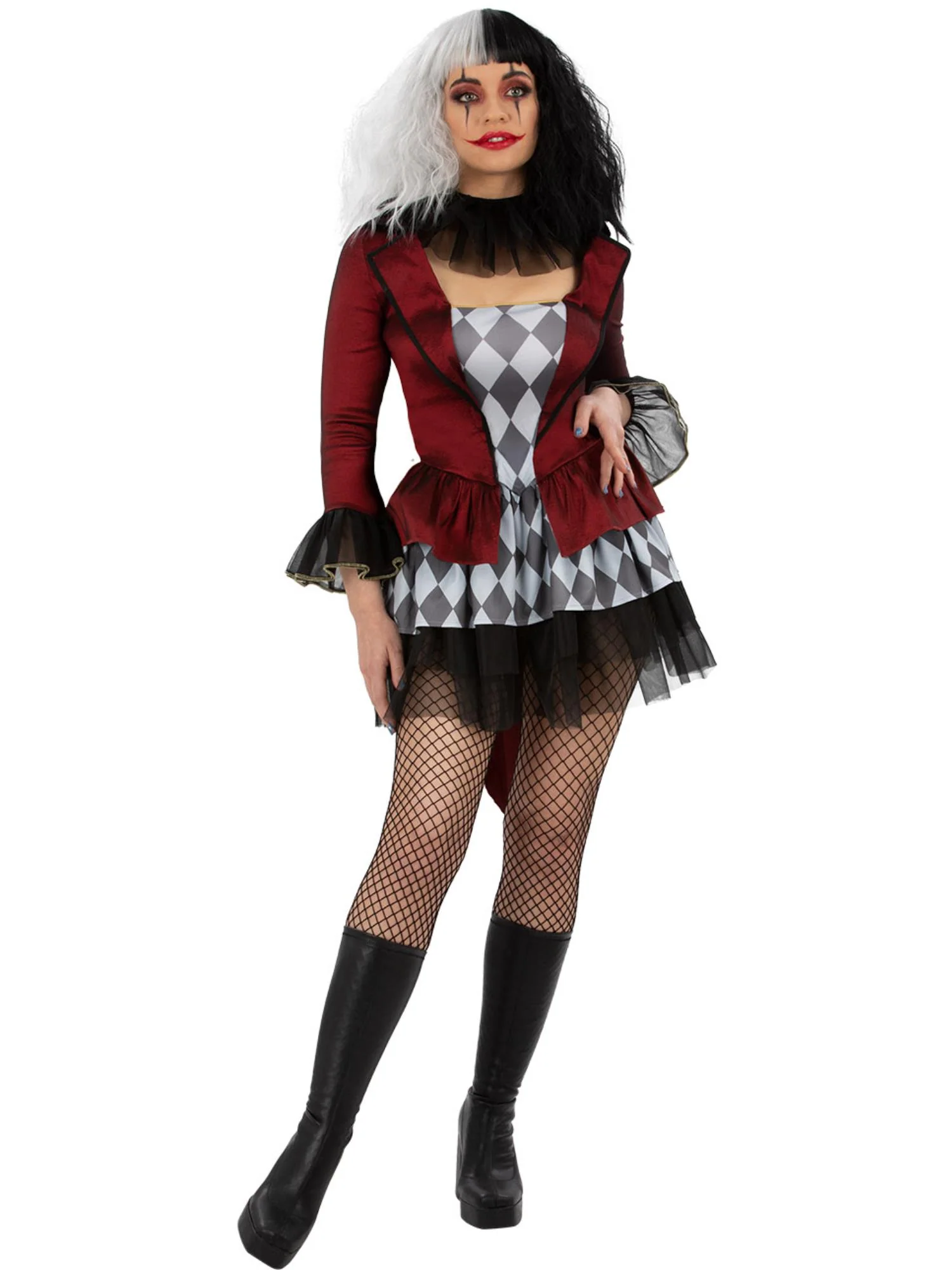Evil Jester Ladies Halloween Fancy Dress Costume