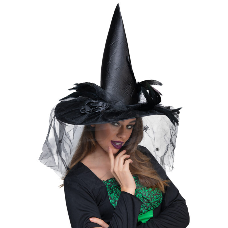 Deluxe Witch Hat With Feathers