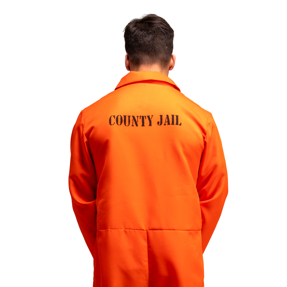 Orange Prisoner Jumpsuit Men's Fancy Dress Costume - Image 3
