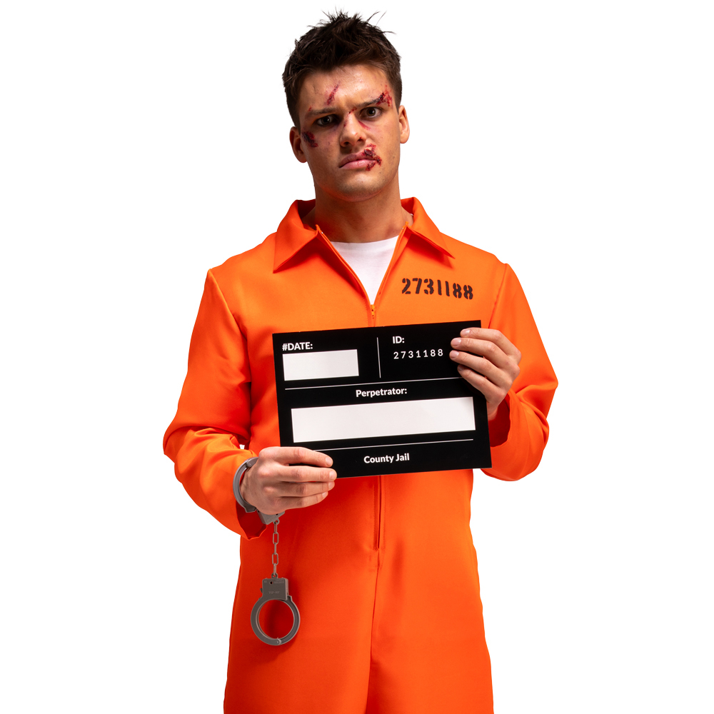 Orange Prisoner Jumpsuit Men's Fancy Dress Costume - Image 2