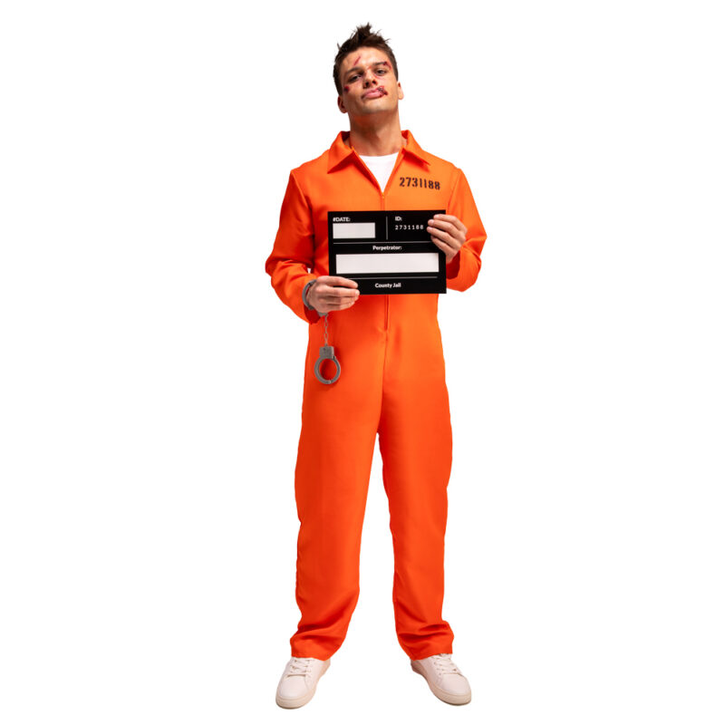 Orange Prisoner Jumpsuit Men's Fancy Dress Costume