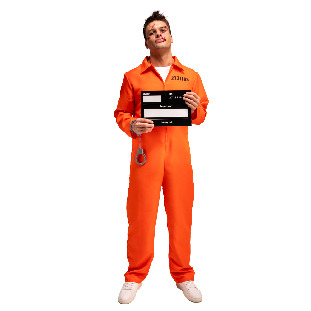Orange Prisoner Jumpsuit Men's Fancy Dress Costume