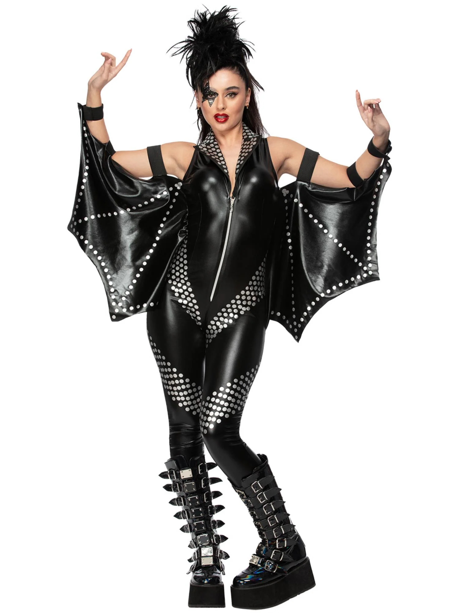 Fever Rockstar Jumpsuit (Kiss) Ladies Fancy Dress Costume