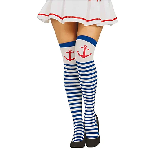 Blue/White Striped Anchor Stockings