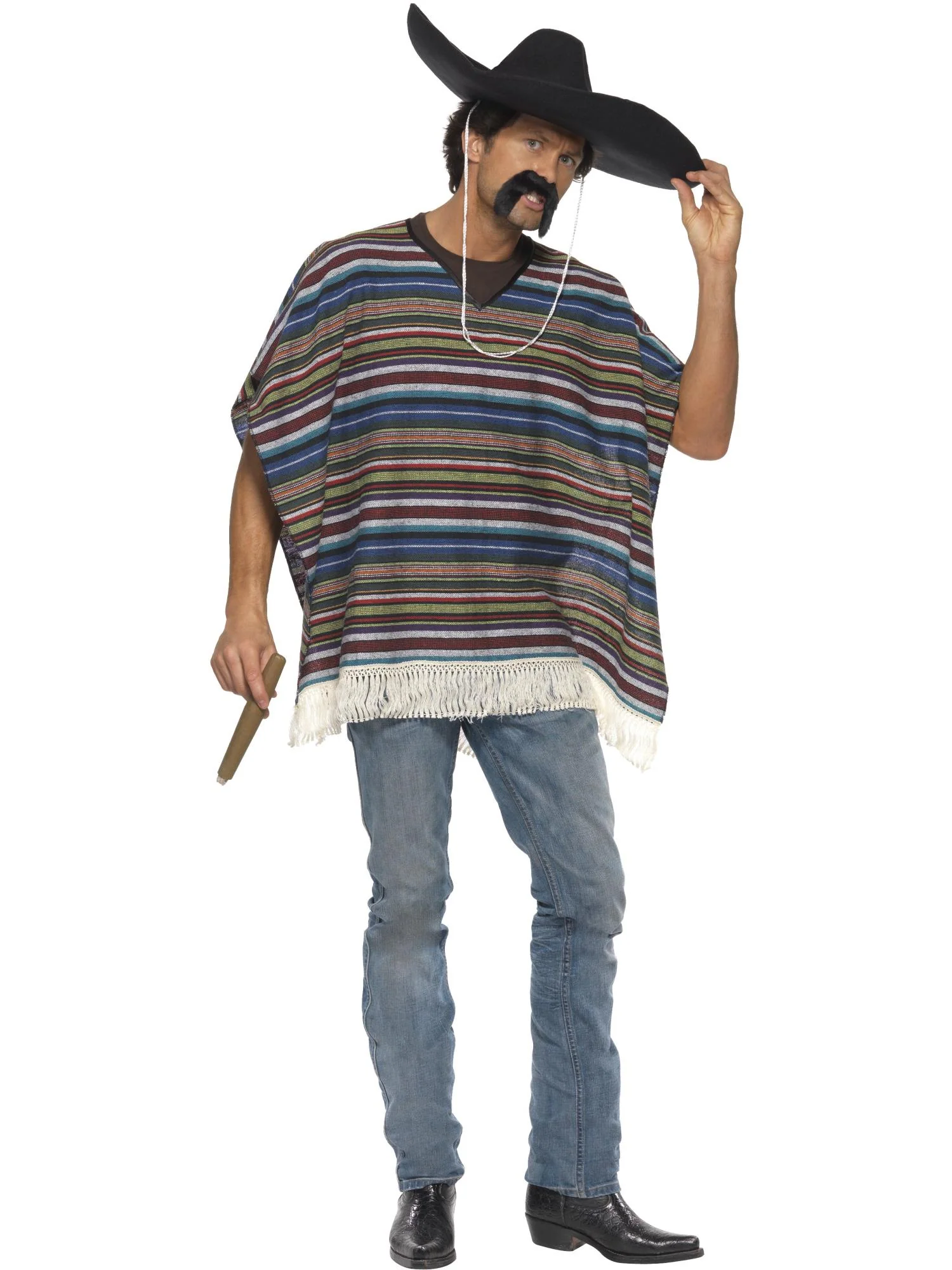 Authentic Looking Poncho Unisex Fancy Dress Costume