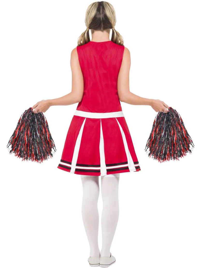 Red Cheerleader Ladies Fancy Dress Costume - Image 2