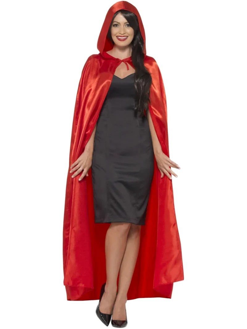Satin Red Hooded Cape