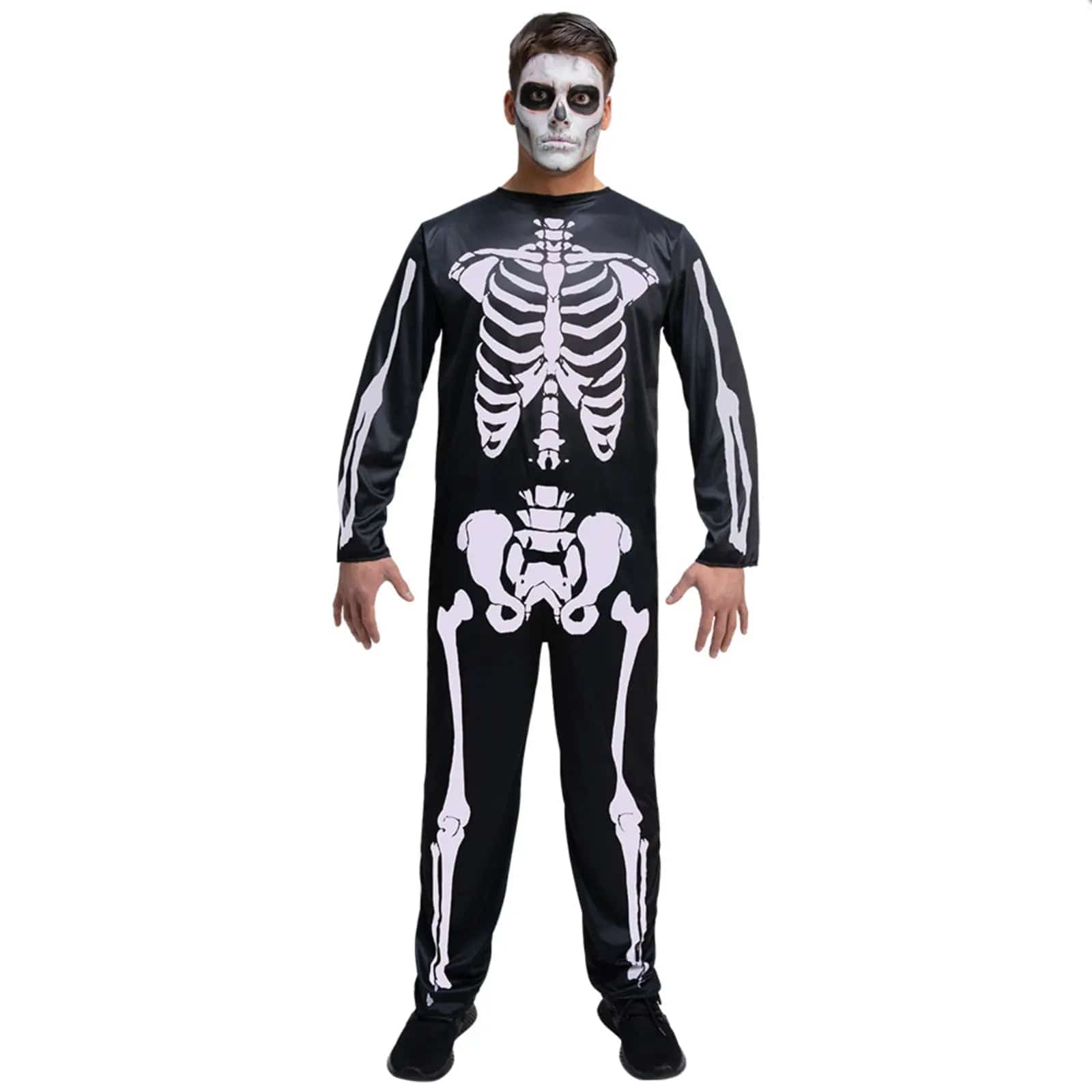 Skeleton Jumpsuit Unisex Halloween Fancy Dress Costume