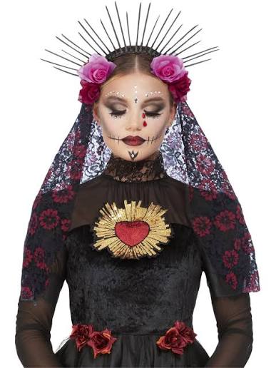 Sunburst Day Of The Dead Headband With Veil
