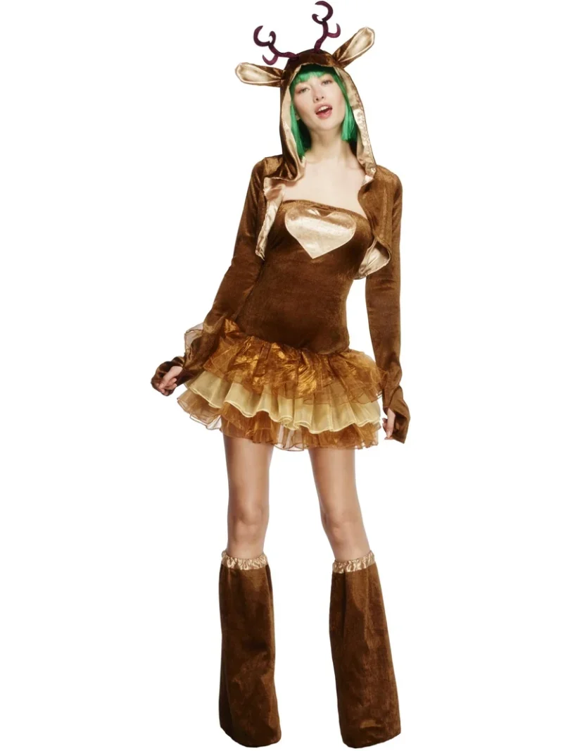 Fever Reindeer Tutu Christmas Ladies Fancy Dress Costume